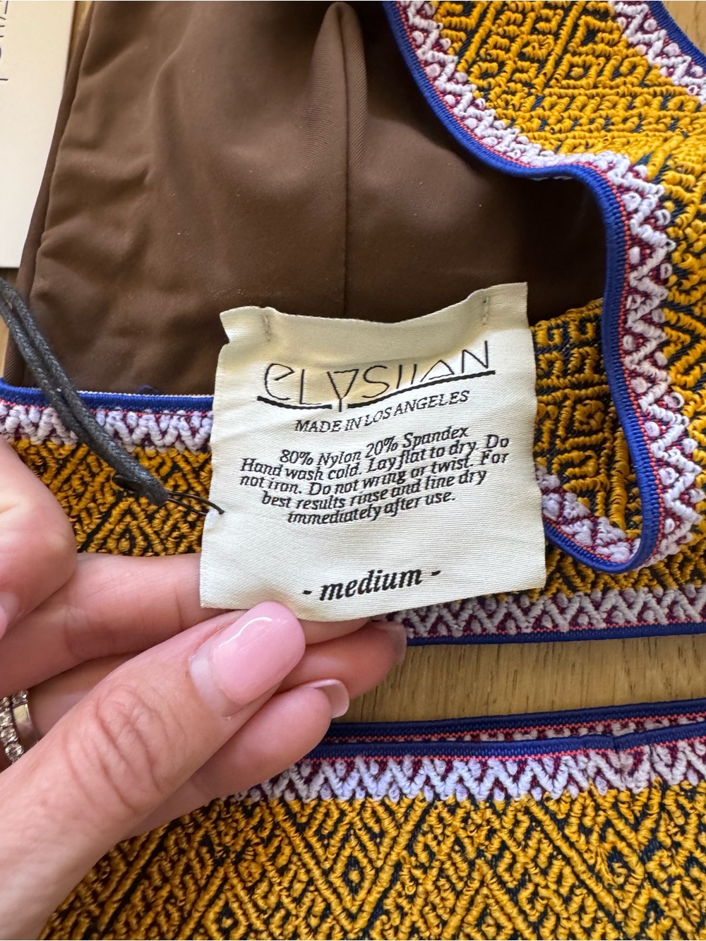 NWT Elysiian Women’s Brown Bikini with Gold and BlueTrim - Picture 4 of 4